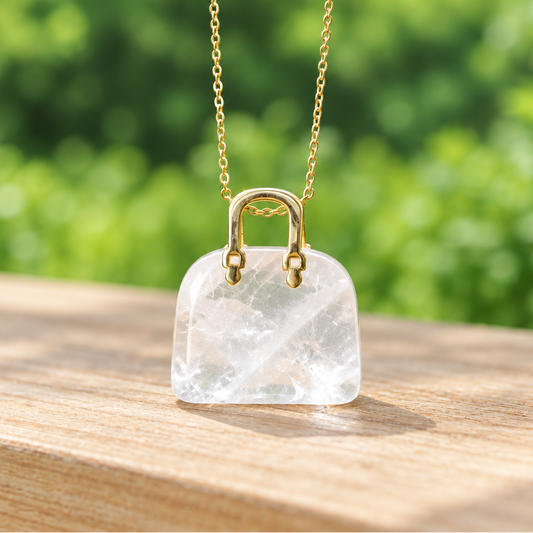 Pendentif Sac à main en Cristal de roche (PE1834 - 1)