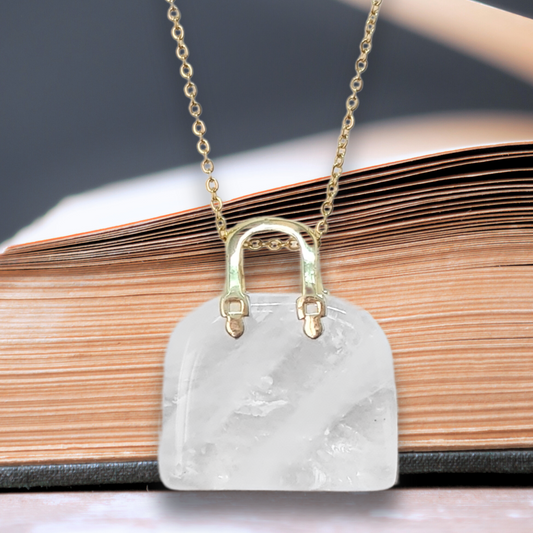 Pendentif Sac à main en Cristal de roche (PE1834-1)