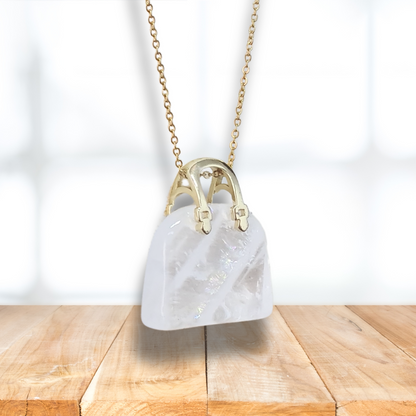 Pendentif Sac à main en Cristal de roche (PE1834-1) - ENAE Minéraux