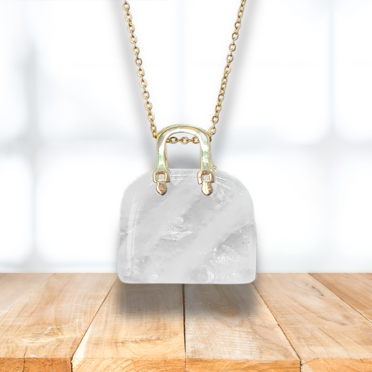 Pendentif Sac à main en Cristal de roche (PE1834-1) - ENAE Minéraux