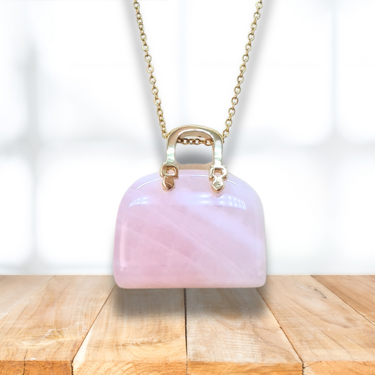 Pendentif Sac à main en Quartz rose (PE1835-2) - ENAE Minéraux