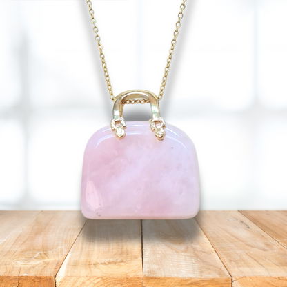 Pendentif Sac à main en Quartz rose (PE1835-1) - ENAE Minéraux
