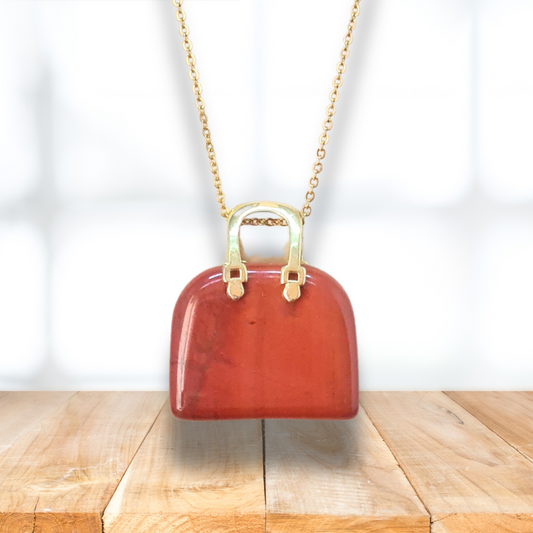 Pendentif Sac à main en Jaspe rouge (PE1836-1) - ENAE Minéraux