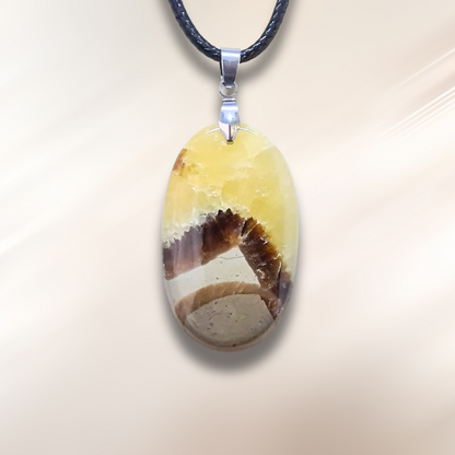 Pendentif en Septaria et Calcite jaune (PE2018)