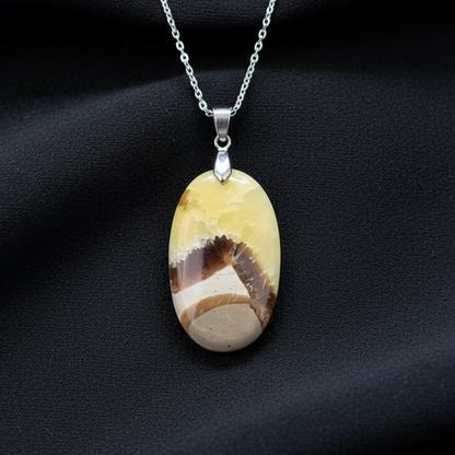 Pendentif en Septaria et Calcite jaune (PE2016)