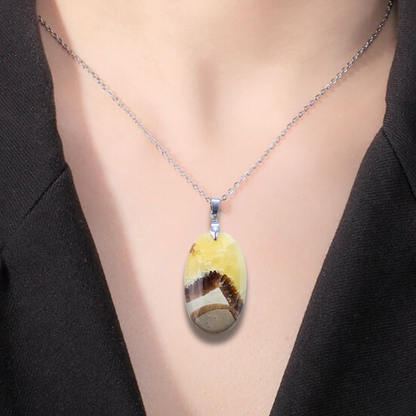 Pendentif en Septaria et Calcite jaune (PE2018)