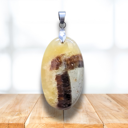 Pendentif en Septaria et Calcite jaune (PE2016) - ENAE Minéraux