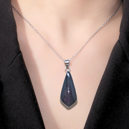 Pendentif serti en Obsidienne Œil Céleste (PE1864)