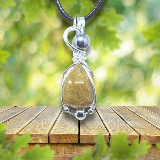 Pendentif serti en Quartz Rutile (PEW1927)