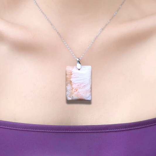 Pendentif en Scolécite et Stilbite (PE1429) - ENAE Minéraux