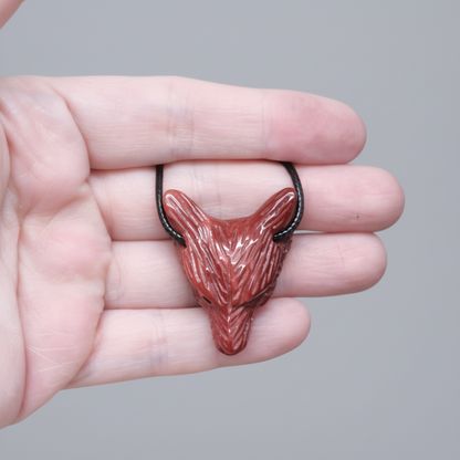 Pendentif Tête de loup en Jaspe Mookaïte (PE1100-11)