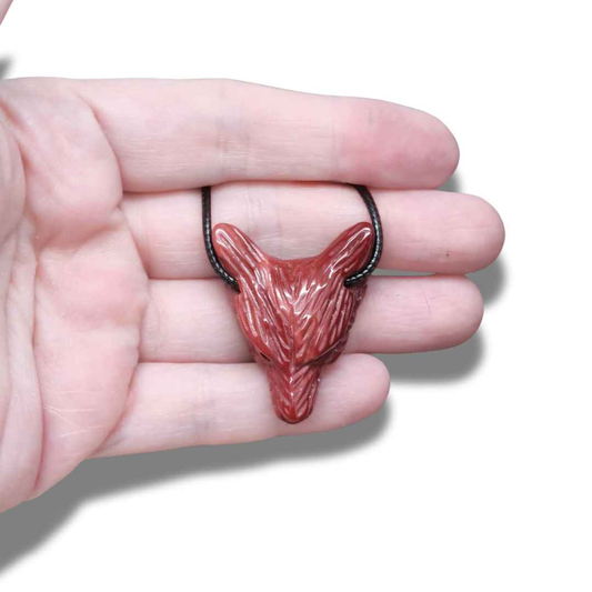 Pendentif Tête de loup en Jaspe Mookaïte (PE1100-11) - ENAE Minéraux