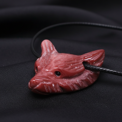 Pendentif Tête de loup en Jaspe Mookaïte (PE1100-11)