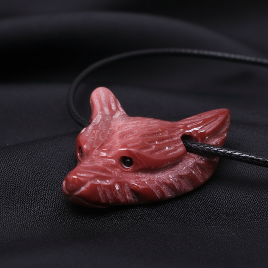 Pendentif Tête de loup en Jaspe Mookaïte (PE1100-11)