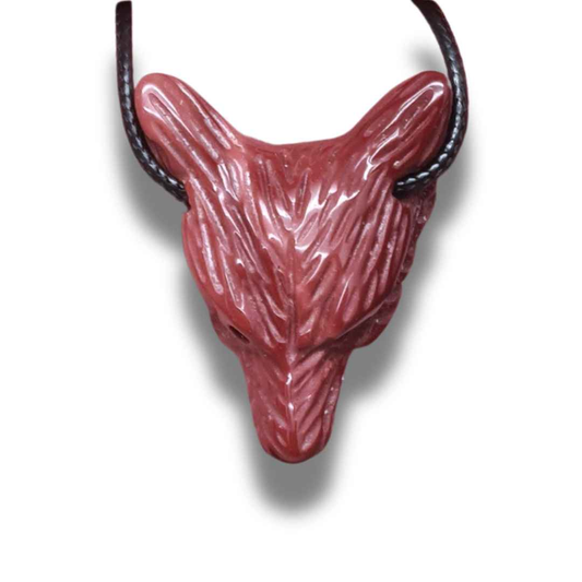 Pendentif Tête de loup en Jaspe Mookaïte (PE1100-11) - ENAE Minéraux