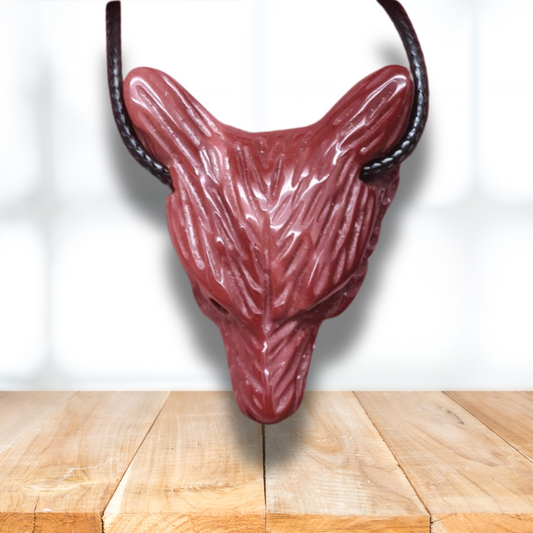 Pendentif Tête de loup en Jaspe Mookaïte (PE1100-11)