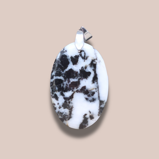 Pendentif en Albite et Tourmaline noire (PE1211)