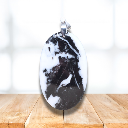Pendentif en Albite et Tourmaline noire (PE775) - ENAE Minéraux