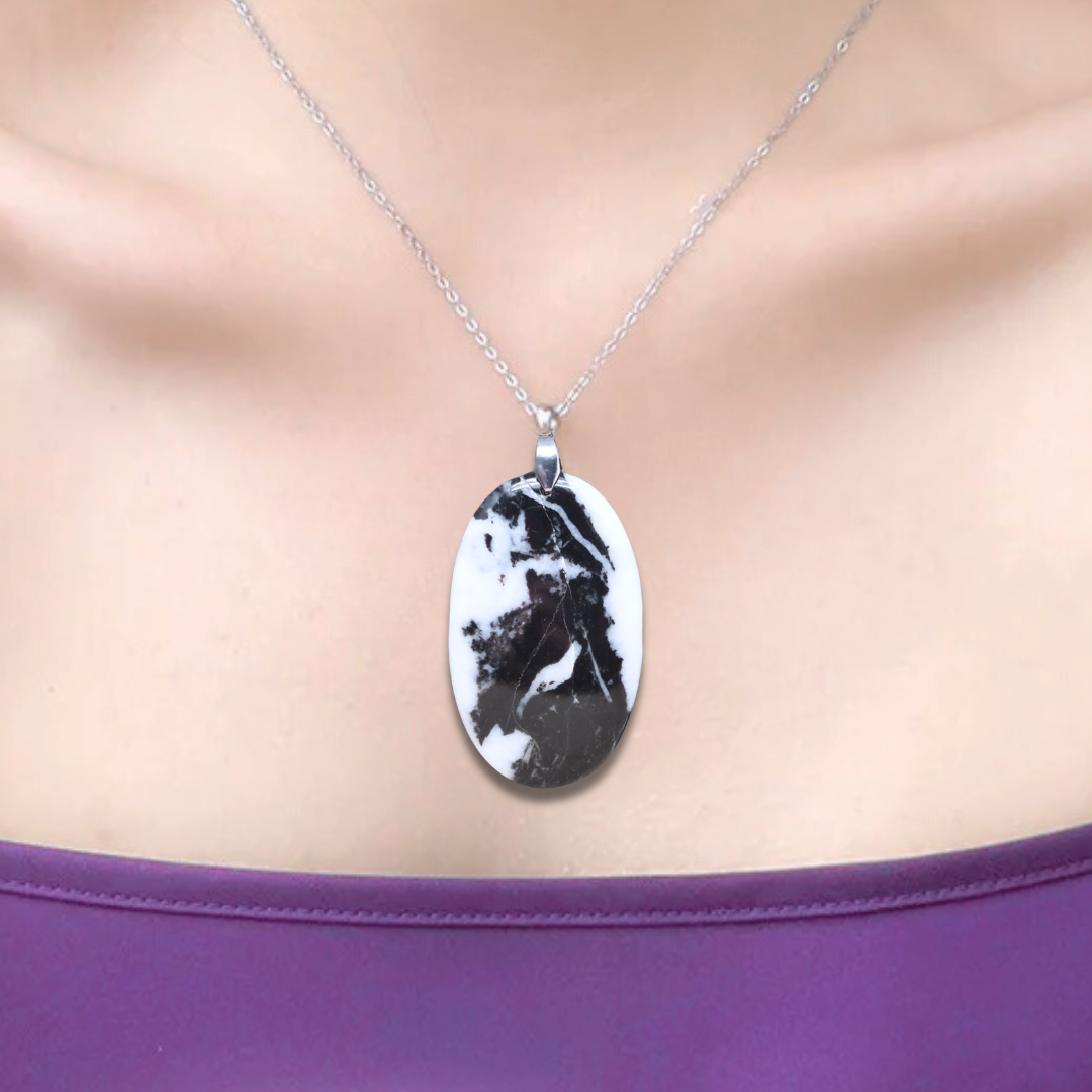 Pendentif en Albite et Tourmaline noire (PE775) - ENAE Minéraux
