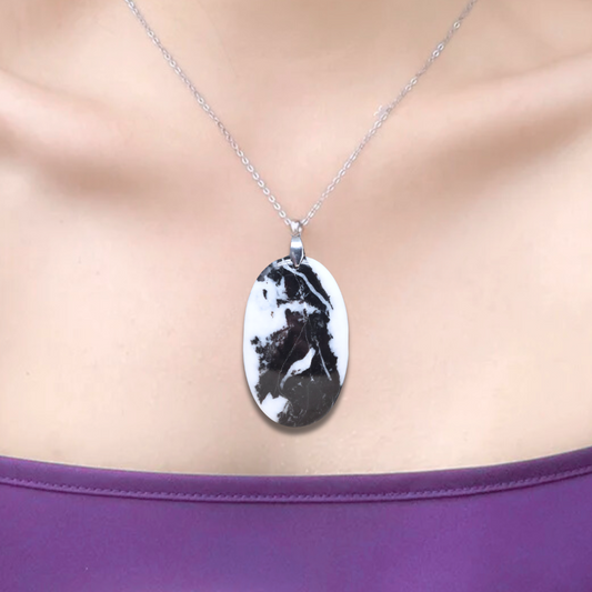 Pendentif en Albite et Tourmaline noire (PE775) - ENAE Minéraux