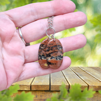 Pendentif style plaques militaires en Agate dendritiques (PE1974)