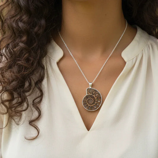 Pendentif serti en Ammonite dos brut (PE1828-1)