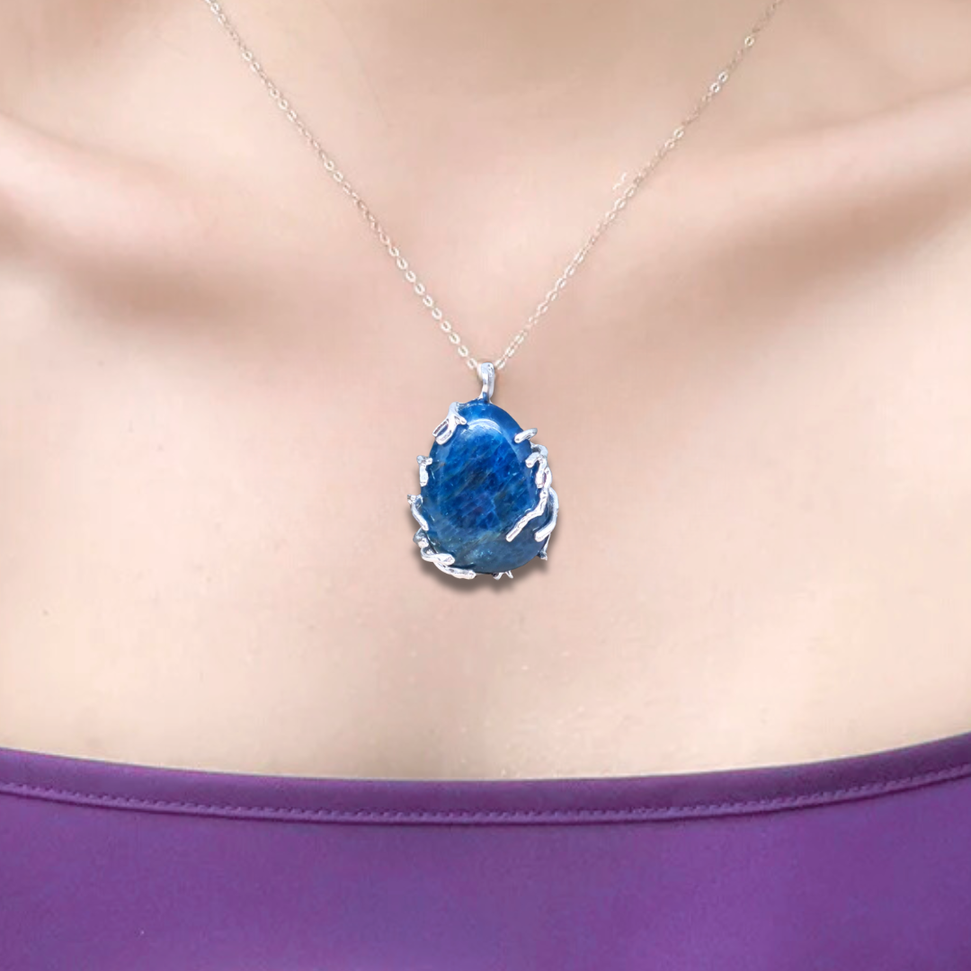 Pendentif serti en Apatite bleue (PE1657)
