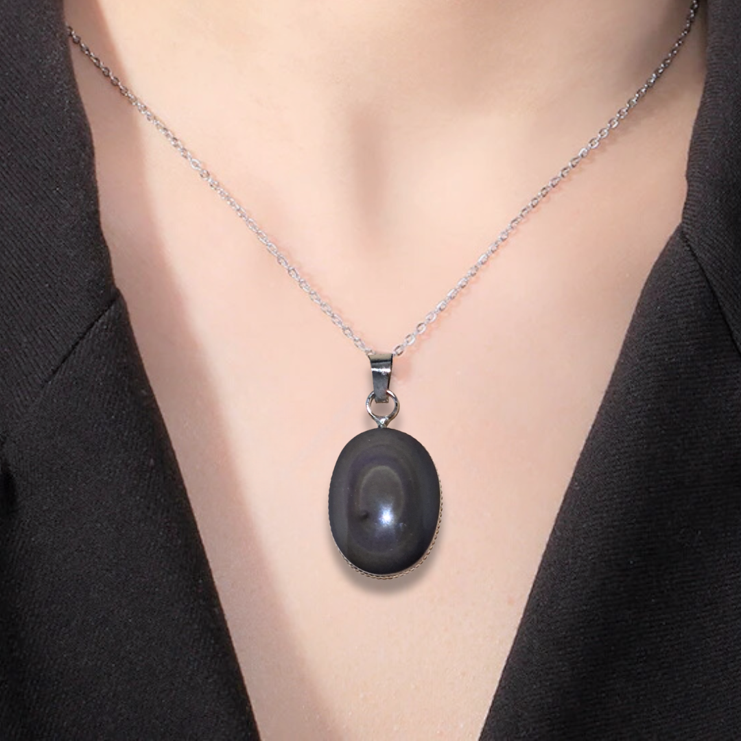 Pendentif serti en Obsidienne Œil Céleste (PE1863)