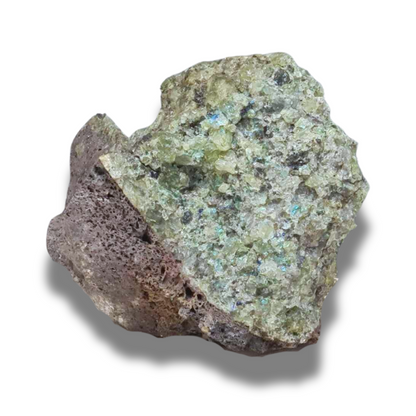 Péridot (Olivine) sur Basalte brut (MB131)