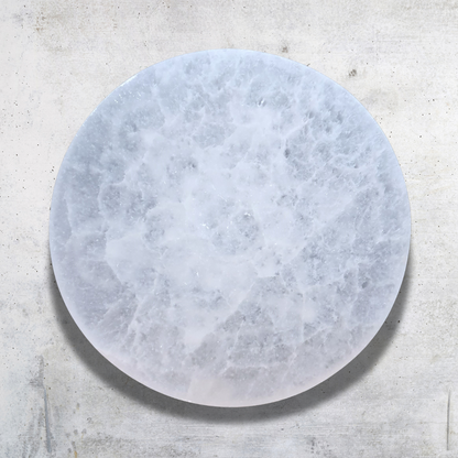 Plaque en Sélénite avec Cube de Metatron gravé 250g - ENAE Minéraux