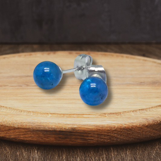 Puces d'oreilles puce en Apatite bleue (BO194)