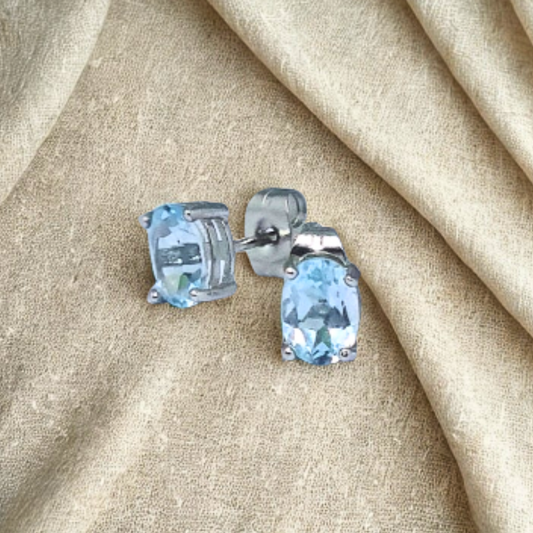 Puces d'oreilles en Topaze bleue (BO147-2)