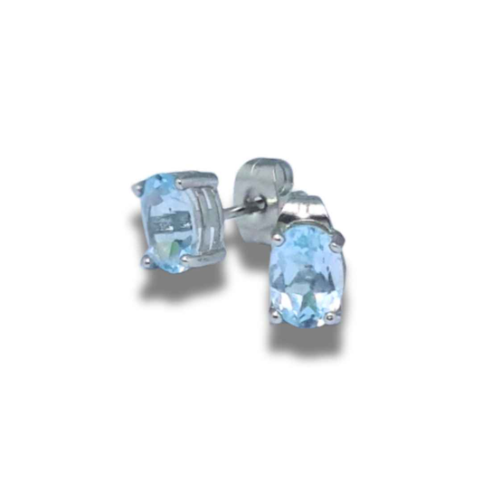 Puces d'oreilles en Topaze bleue (BO147-2)