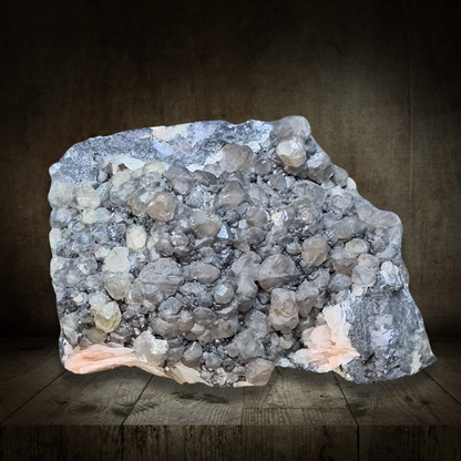 Quartz, Cérusite, Baryte rose et Galène brut (MB545)