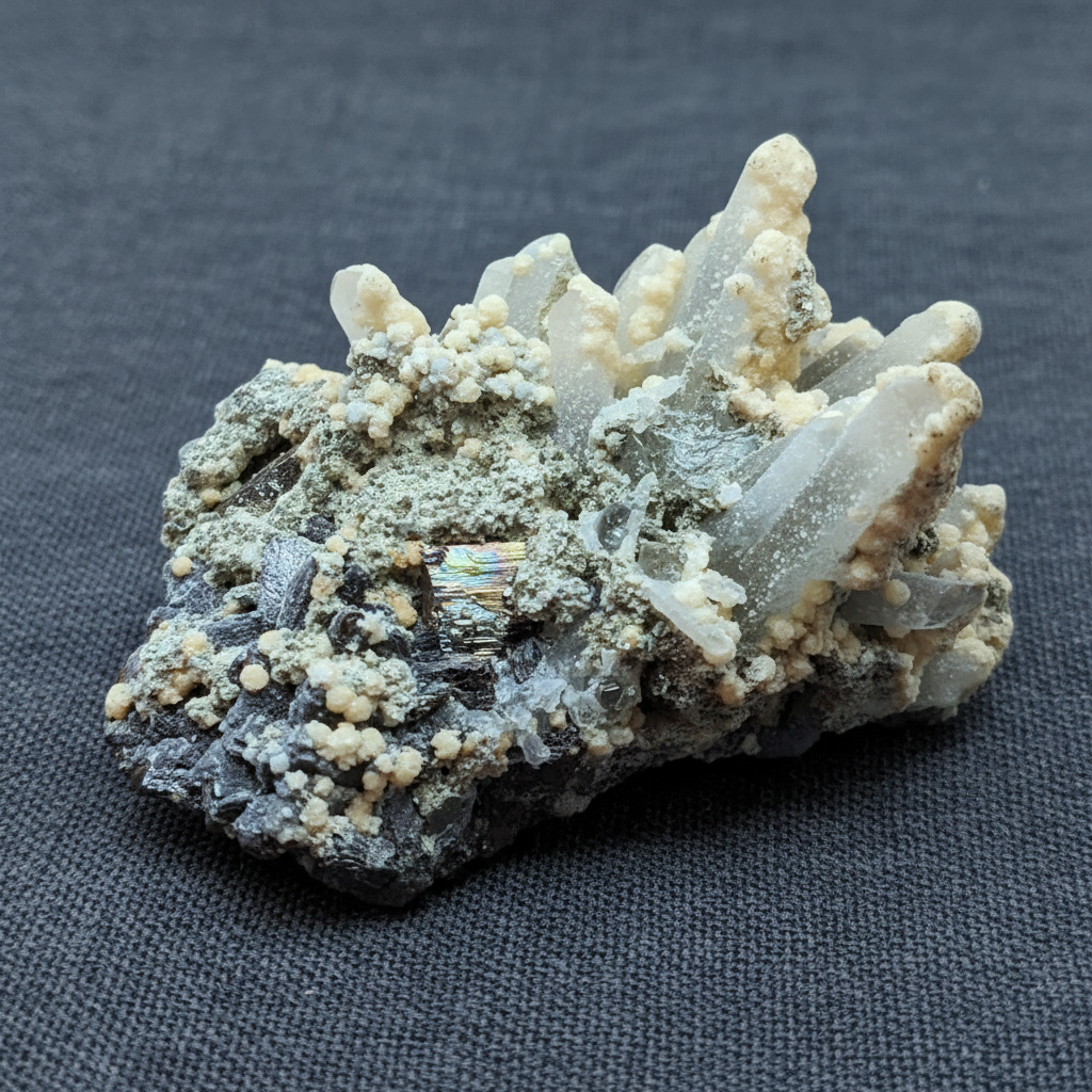 Quartz avec Dolomite, Chlorite, Galène et Sphalérite brut 61g (MB414)