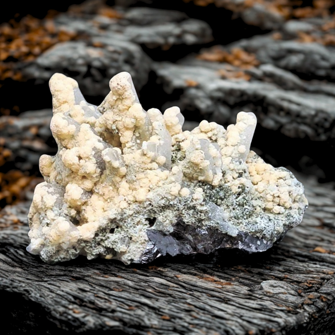 Quartz avec Dolomite, Chlorite, Galène et Sphalérite brut 61g (MB414)
