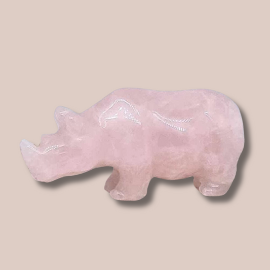 Rhinocéros en Quartz rose (PRGFL644)