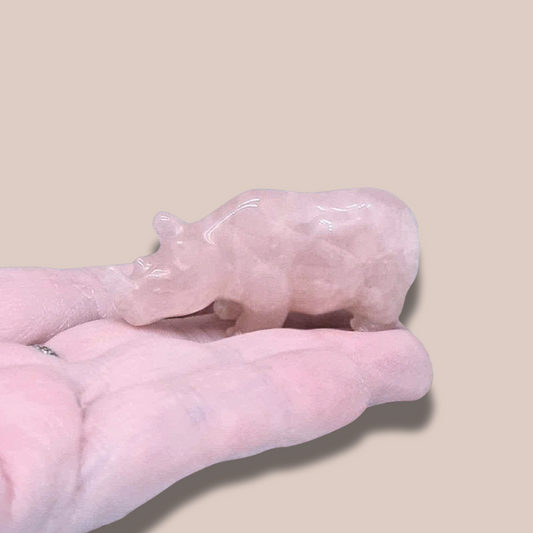 Rhinocéros en Quartz rose (PRGFL644)