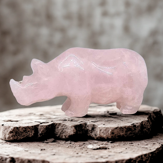 Rhinocéros en Quartz rose 26g (PRGFL644)