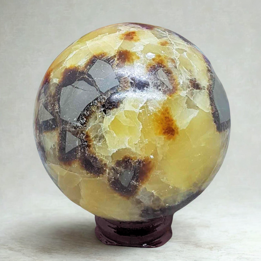 Sphère en Septaria et Calcite jaune 469g (PRGFL372-3)