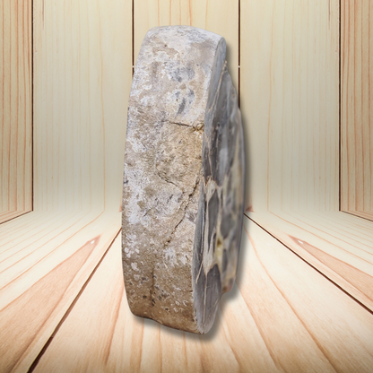 Tranche de Septaria et Calcite jaune brute et polie 388g (MB452) - ENAE Minéraux