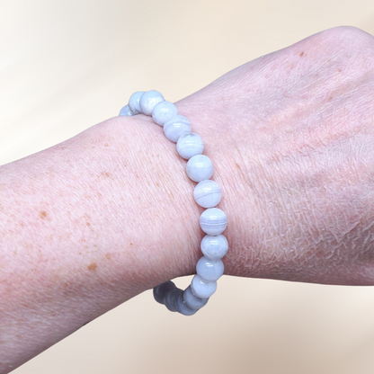 agate, bleue, bracelet, lithotherapie, pierre ENAE Mineraux