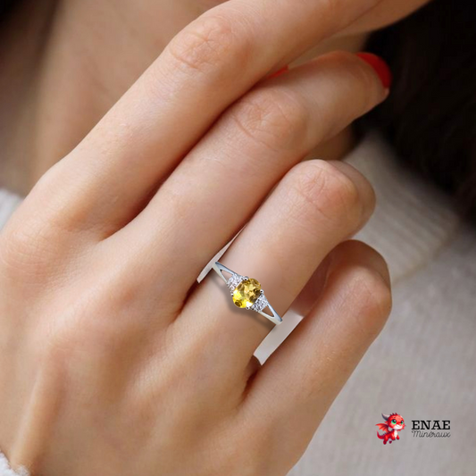 Bague réglable en Citrine et Argent (BAG79)
