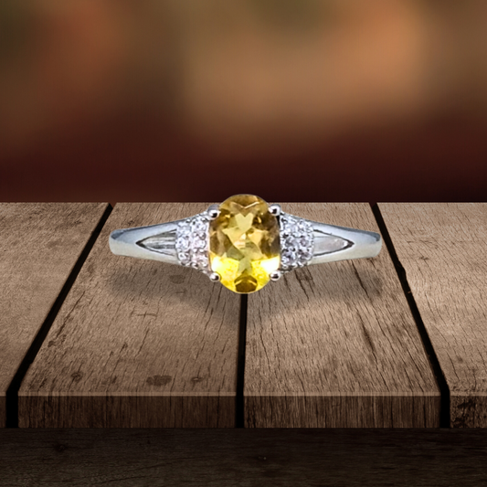 Bague réglable en Citrine et Argent (BAG79)