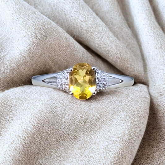 Bague réglable en Citrine et Argent (BAG79)