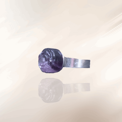 Bague réglable Fleur en Fluorite violette (BAGA59)