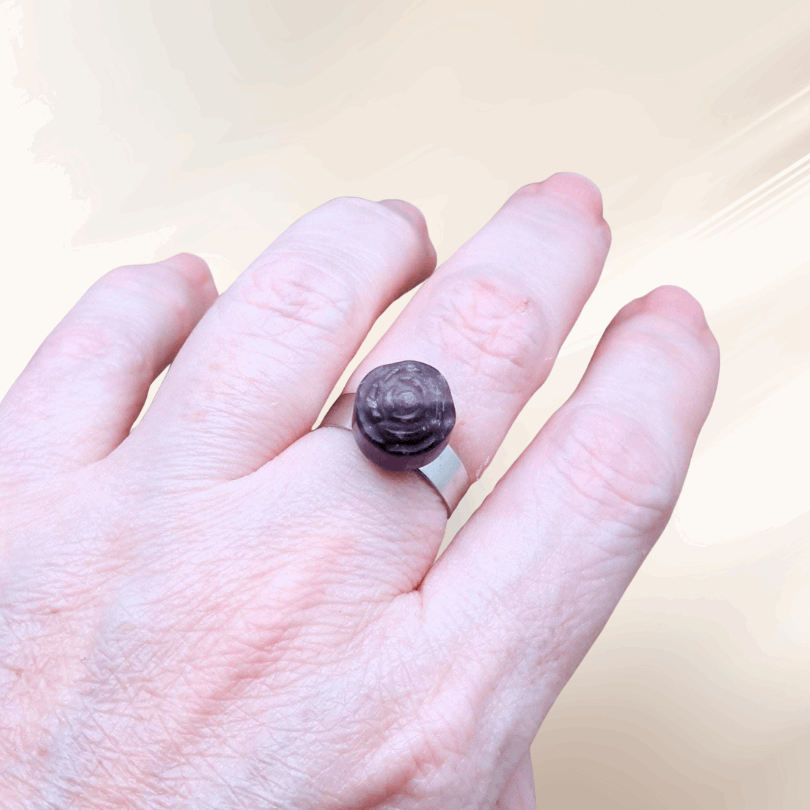 Bague réglable Fleur en Fluorite violette (BAGA59)