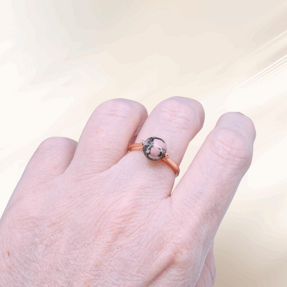 Bague réglable en Rhodonite et Argent rosé (BAGP42)