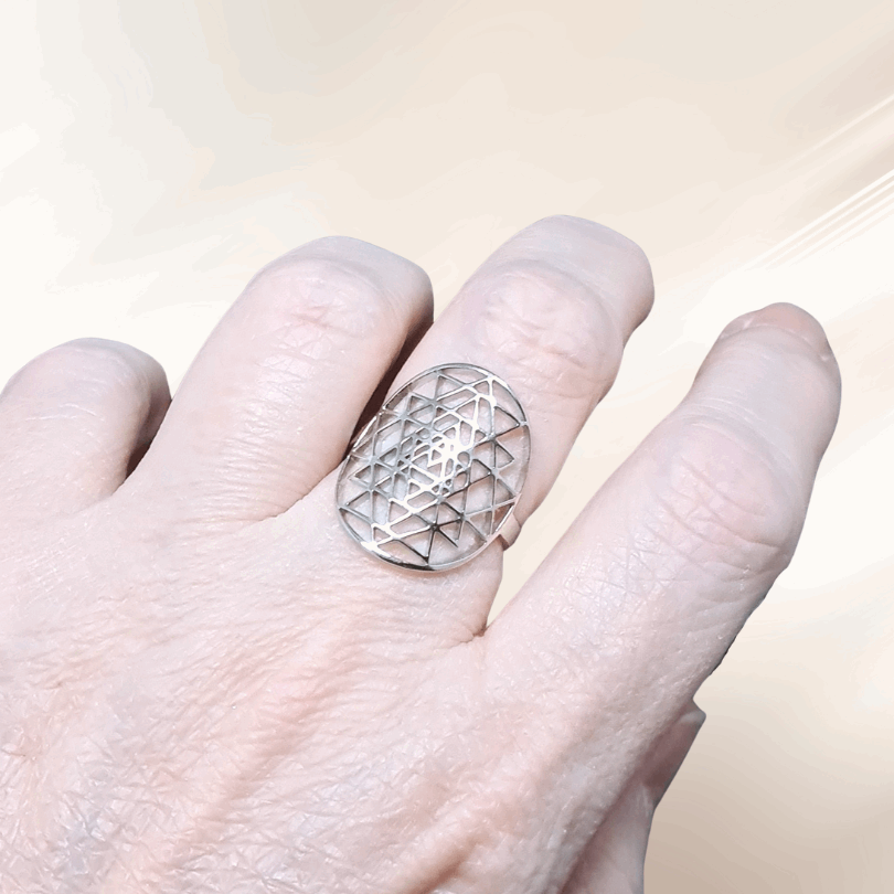 Bague réglable Sri-Yantra en acier inoxydable (BAGSY)