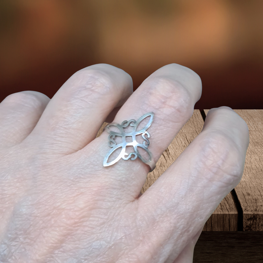 Bague réglable Nœud de sorcière en acier inoxydable